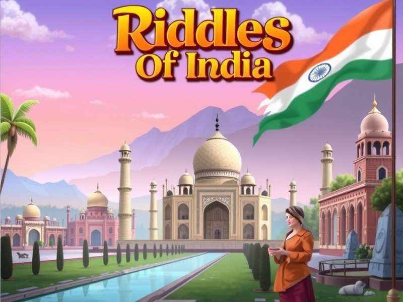 Coop Riddles Of India game artwork featuring Indian landmarks